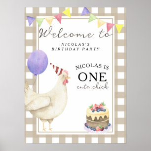 Poster Rooster Chick 1er fête d'anniversaire