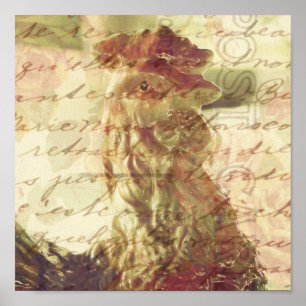 Poster Rooster vintage avec Carré de texture