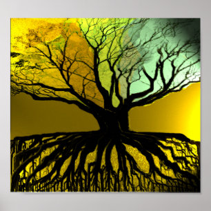 Poster Roots bleu et vert