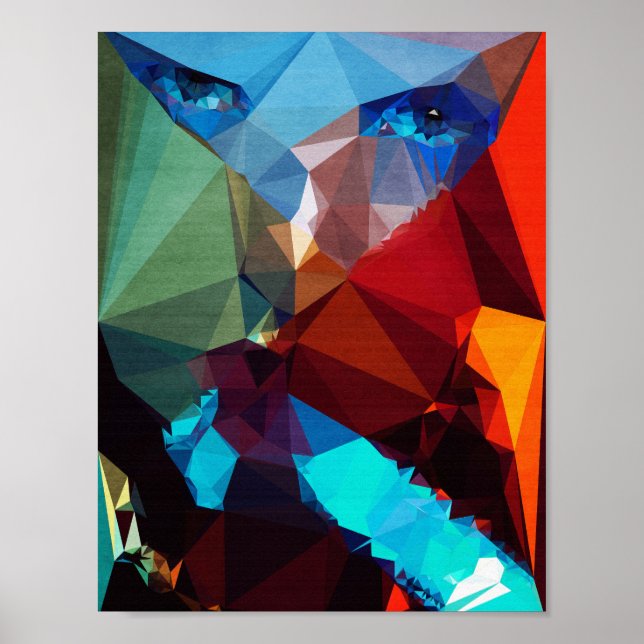 Poster Roquette bleue - Kubistika par Boris Draschoff (Devant)