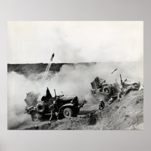 Poster Roquettes montées par camion US Marine 2ème guerre