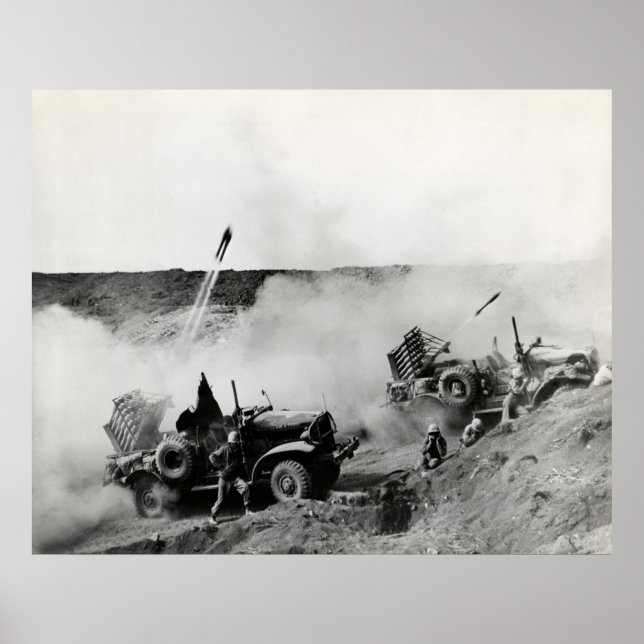 Poster Roquettes montées par camion US Marine 2ème guerre (Devant)