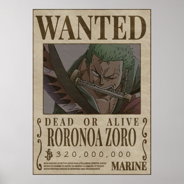 Poster RORANORA ZORO Une pièce Recherché (Devant)