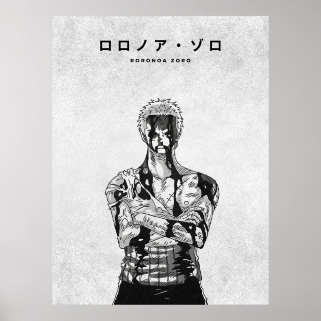 Poster Roronoa Zoro One Piece Minimalist Manga (Devant)