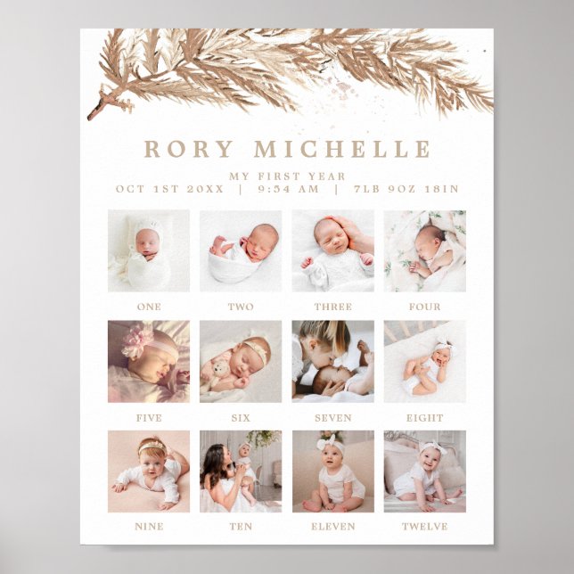 Poster RORY Boho Beige Winter Wonderland Photo Mileston (Devant)