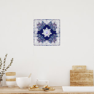 Poster Rosace bleue et flocon de neige