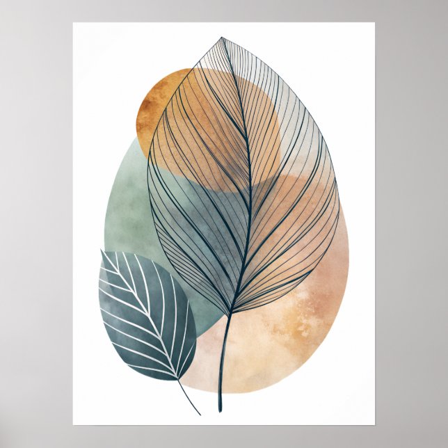 Poster Rose Abstrait Line Art : Chemins sauvages (Devant)