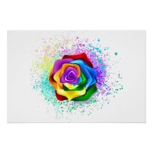 Poster Rose arc-en-ciel coloré