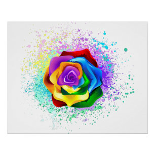 Poster Rose arc-en-ciel coloré