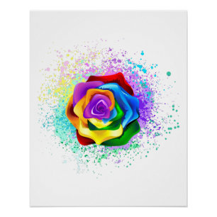 Poster Rose arc-en-ciel coloré