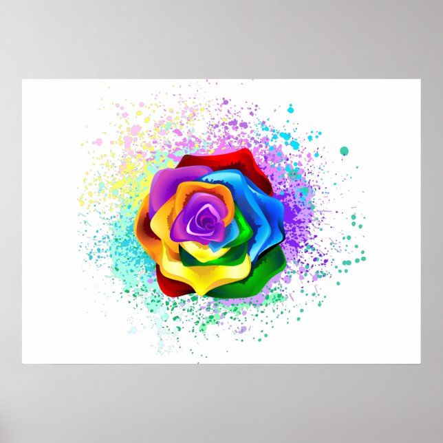 Poster Rose arc-en-ciel coloré (Devant)