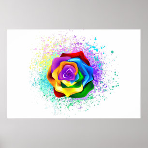 Poster Rose arc-en-ciel coloré
