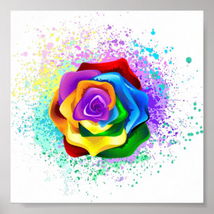 Poster Rose arc-en-ciel coloré