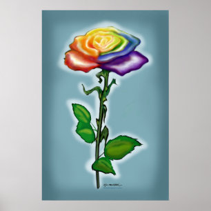 Poster Rose arc-en-ciel unique