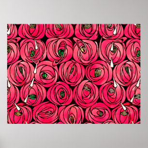 Poster Rose Art Nouveau Rennie Macintosh Graphique
