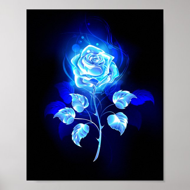 Poster Rose bleu brûlant (Devant)