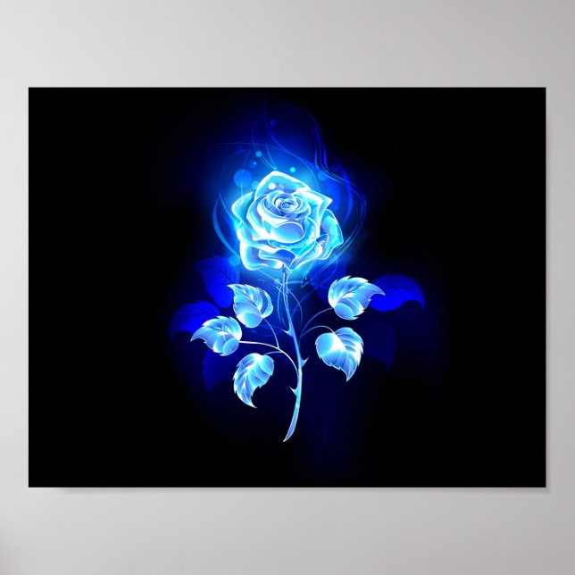 Poster Rose bleu brûlant (Devant)