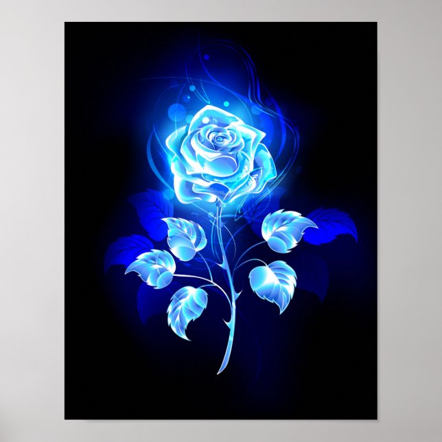 Poster Rose bleu brûlant (Devant)