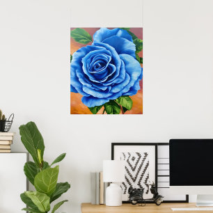 Poster Rose bleu romantique