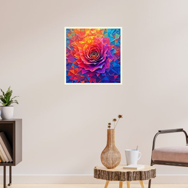 Poster Rose Bloom Abstrait Low Poly (Salon 3)