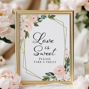 Poster Rose Blush Floral Géométrique L'amour est signe do