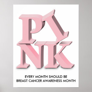 POSTER ROSE, CHAQUE MOIS DEVRAIT ÊTRE CONSCIENT DU CANCER