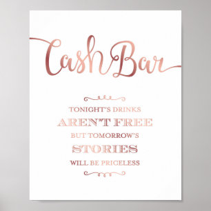 Poster Rose Chic Gold CASH BAR QUOTE SIGNIFIER
