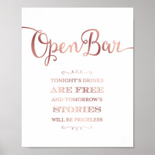 Poster Rose Chic Gold OPEN BAR QUOTE SIGNIFIER