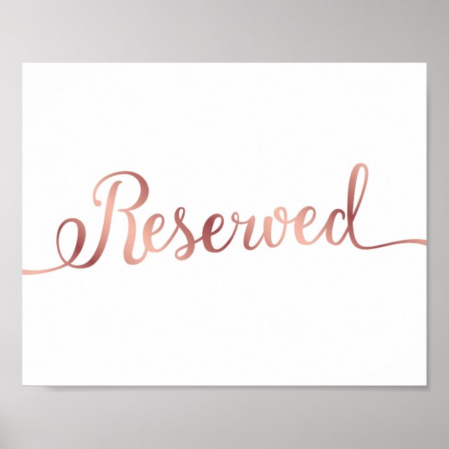Poster Rose Chic Gold RÉSERVÉ Signe Imprimer (Devant)