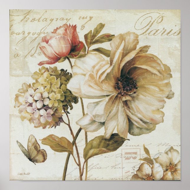 Poster Rose chinois vintage. (Devant)