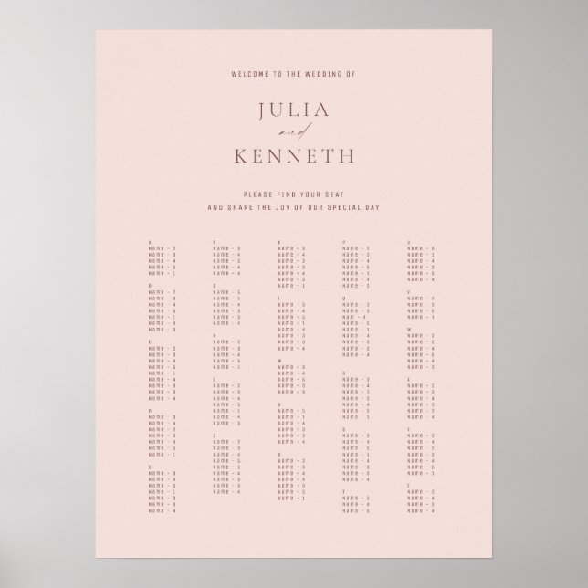 Poster Rose classique élégant Mariage alphabétique  (Devant)