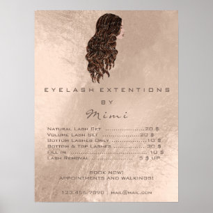 Poster Rose Coiffeur maquillage Eyes Lashes Tarification