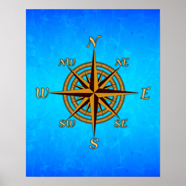 Poster Rose Compass vintage (Devant)