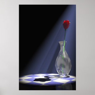 Poster rose dans le vase