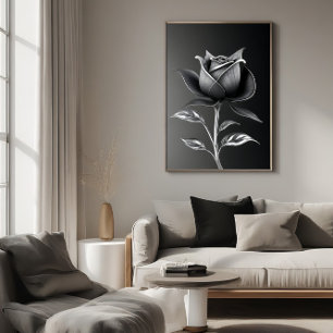 Poster Rose d'Argent Éternelle
