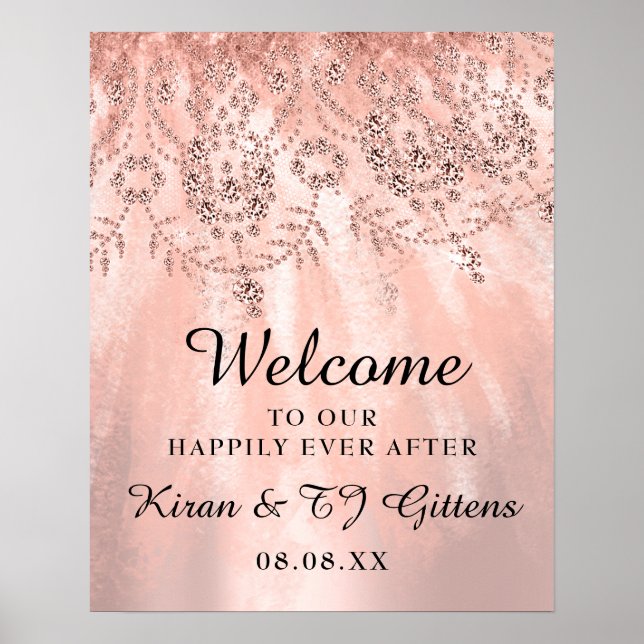 Poster Rose de bienvenue mariage Gold Royal Sweet 16e (Devant)