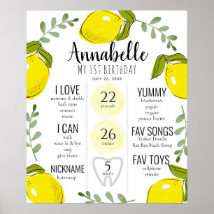 Poster rose de Lemon Citrus 1st Birthday
