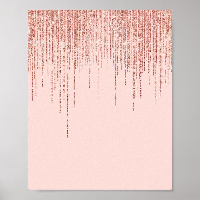 Poster Rose de luxe Gold Sparkly Glitter Fringe (Devant)