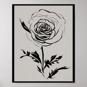 Poster Rose d'encre minimaliste
