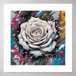 Poster Rose du Chaos blanc