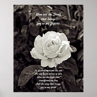 Poster Rose en noir et blanc
