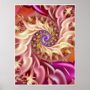 Poster Rose en Spirale Dorée Tourbillon Abstrait Fractal