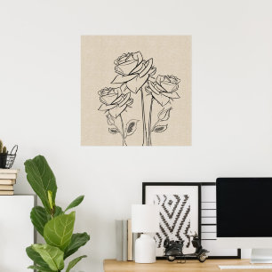 Poster rose en toile de dessin