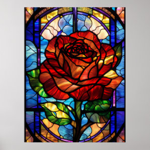 Poster Rose en verre tendu