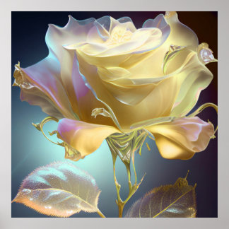 Poster Rose en verre translucide - Jaune