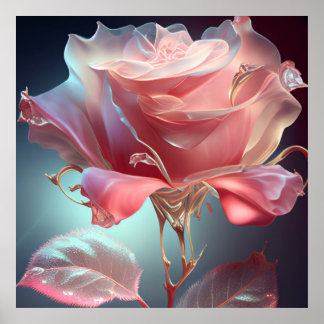 Poster Rose en verre translucide - Rose Dusty