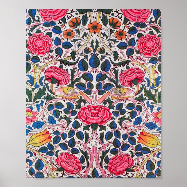 Poster Rose et Bird, William Morris (Devant)