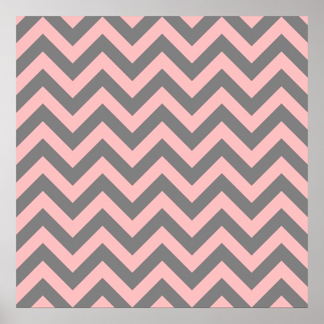 Poster Rose et gris en zigzag (Devant)