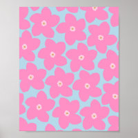 Rose Fleur Rétro Et Bleu