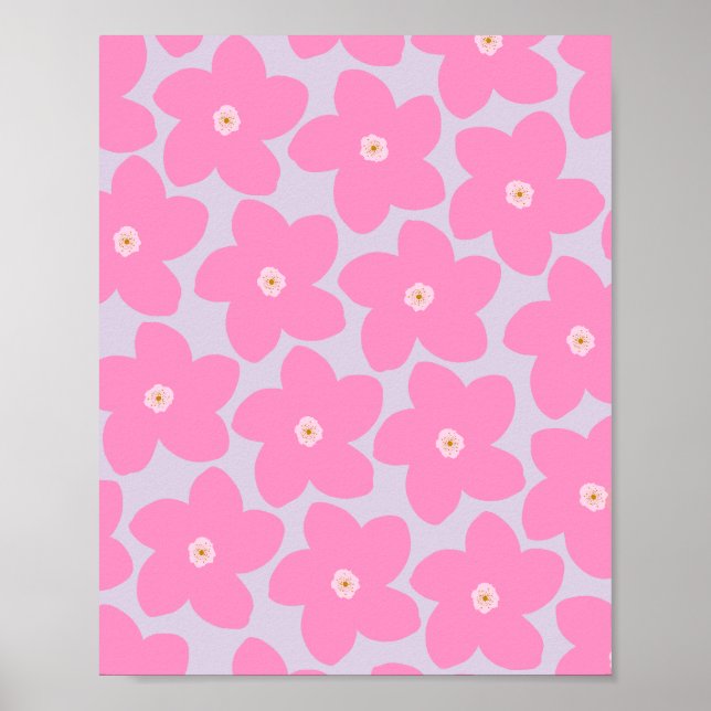 Poster Rose Fleur Rétro Et Violet (Devant)